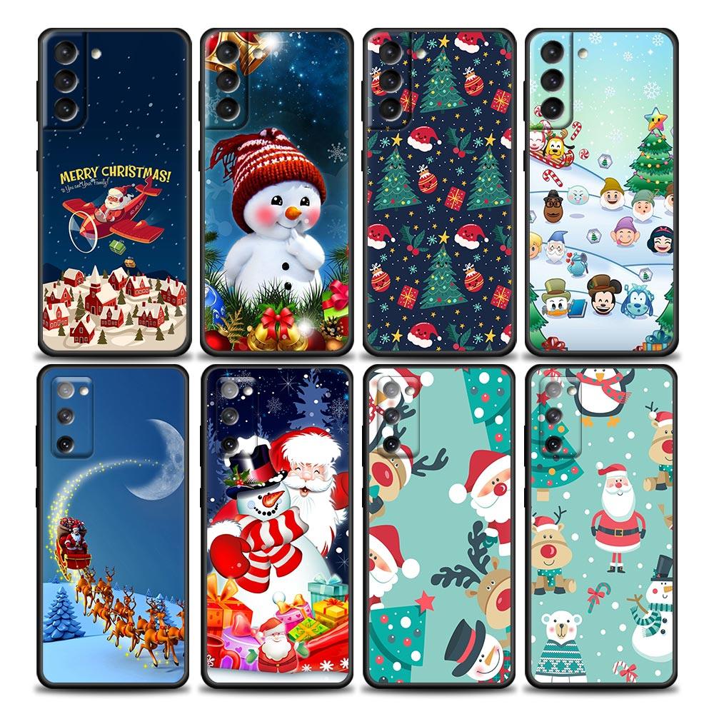 S24Ultra Для Samsung Galaxy S21 S20 FE S22 Ultra 10 S23 S24 Plus Чехол для телефона Funda Cover Подарок на Рождество Санта Клаус Снеговик