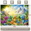 Vibrant Dinosaur World Backdrop Kids Jungle Landscape with Rainbow Photo Booth Background Banner for Party Decoration