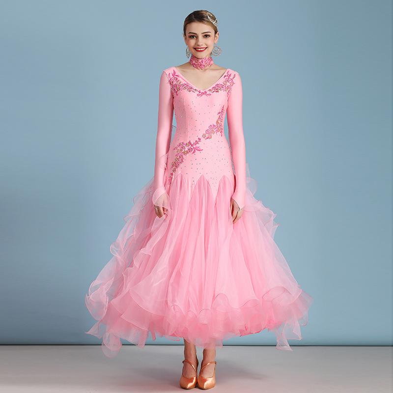 Платье для бальных танцев женское одежда для современных танцев с длинным рукавом дешевые костюмы