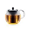 BODUM Teapot Tea Maker ASSAM Tea Press 1000ml Silver Black Tea Green Tea Chinese Tea Herbal Tea Fruit Tea Stainless Steel Filter Glass Beaker Over