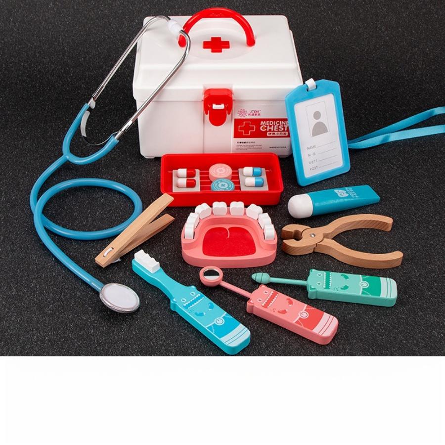 Деревянная аптечка, медицинский набор доктора, интерактивная ролевая игра для детей и родителей, медсестра, детская игрушка для аускультации
