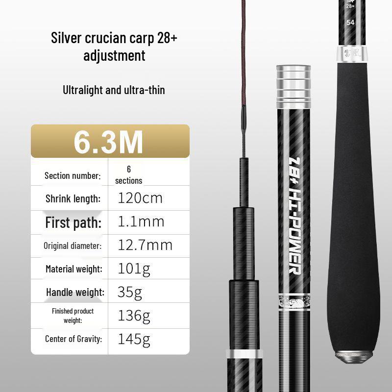 Набор Удочек Карбоновых Ультралегких, Ультражестких 28-секционных для Карася - 19 Брендов Тайваньских Удилищ для Ловли в Диких Условиях