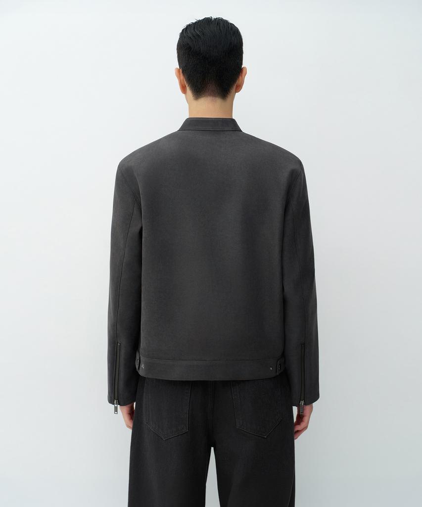 MUSINSA STANDARD Synthetic Suede Racer Jacket [Dark Grey]