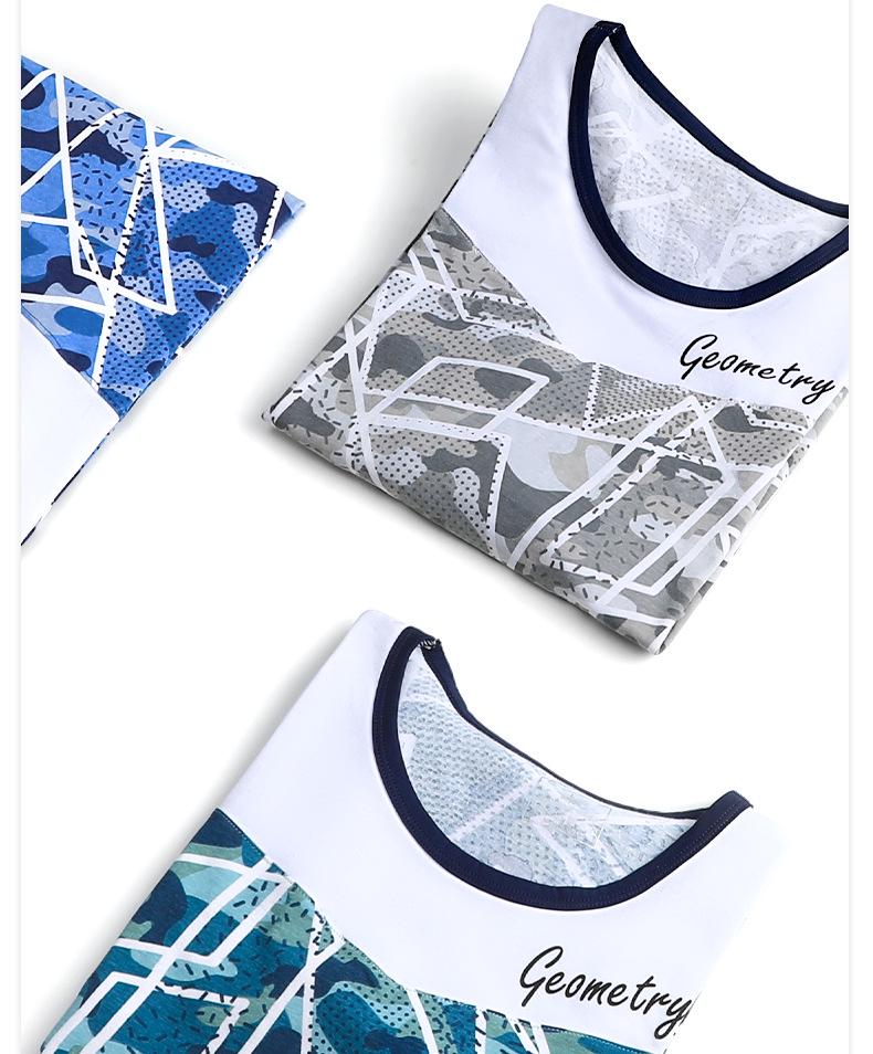 Мужской хлопковый осенний топ — дышащий, удобный, большой круглый вырез, облегающий, молодежный стиль.