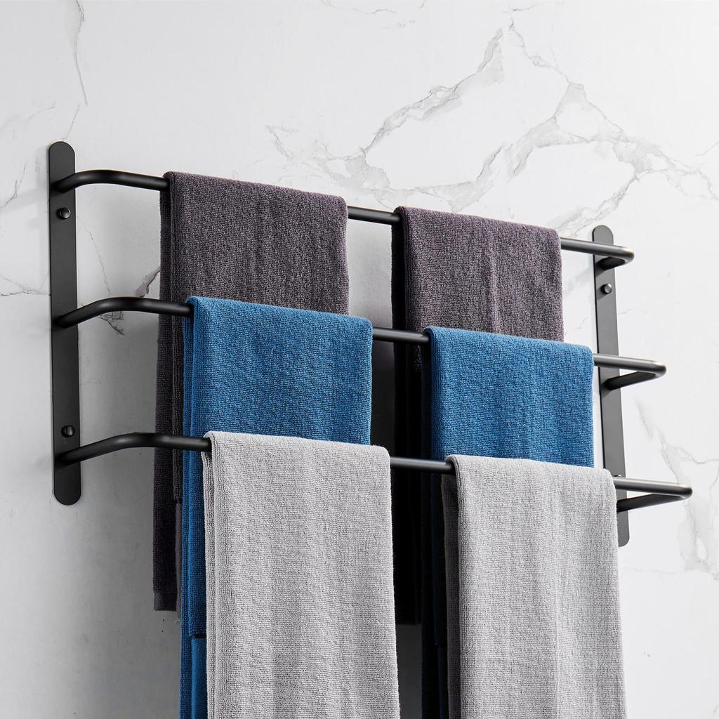 Promotion!Three Stagger Layers Towel Holder Bars Towel Rack Bathroom Accessories Set 304 Stainless Steel Matte Black