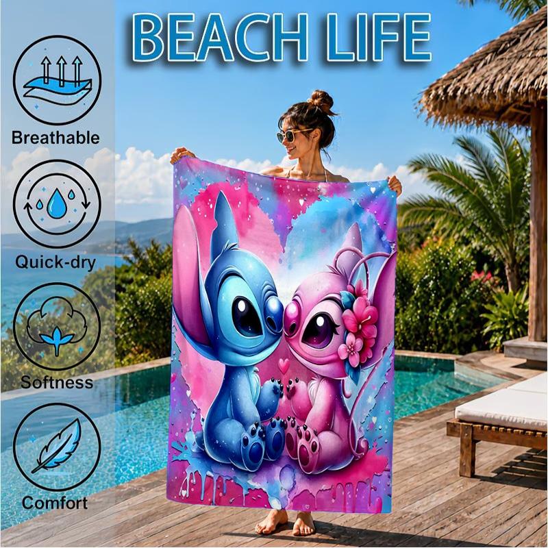 Cartoon Hawaii Artwork Printed Microfiber Beach Towel, Soft And Absorbent, Quick-Dry, Ideal for Summer Travel, Beach Essential, Swimming Pool