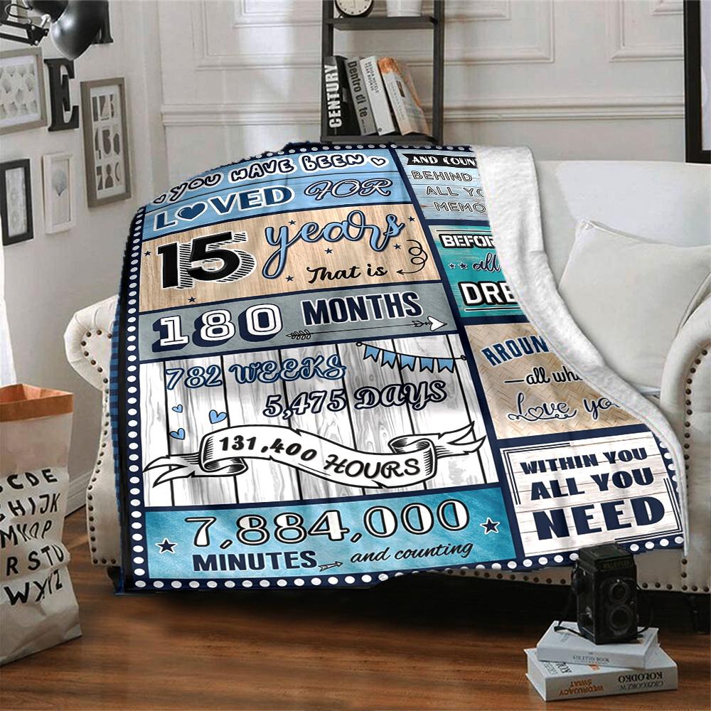 15Th Birthday Celebration Lightweight Blanket Ultra-Soft Great for Sofa Couch Office Bed Seasons Universal Versatile Accessory Gifts Y9
