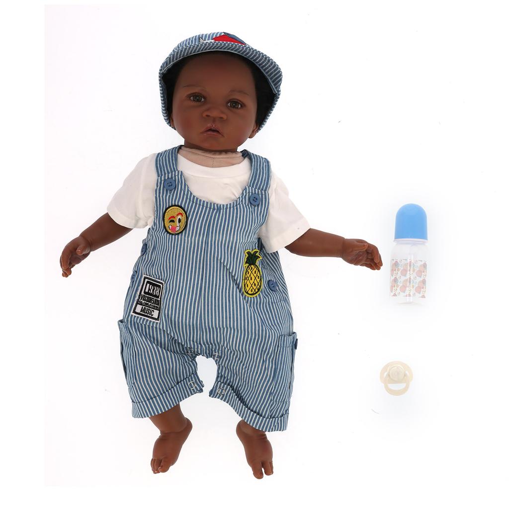 60cm Black Skin Infant Doll Toy Cute Lifelike Reborn Baby Boy Doll Children Gift