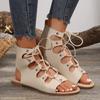 Fashion 2024 Summer New Hollow Fish Mouth Shoes Shoes Women Flats Rome Sandals Large Size Cross Strap Shoes Female Casual Sandals