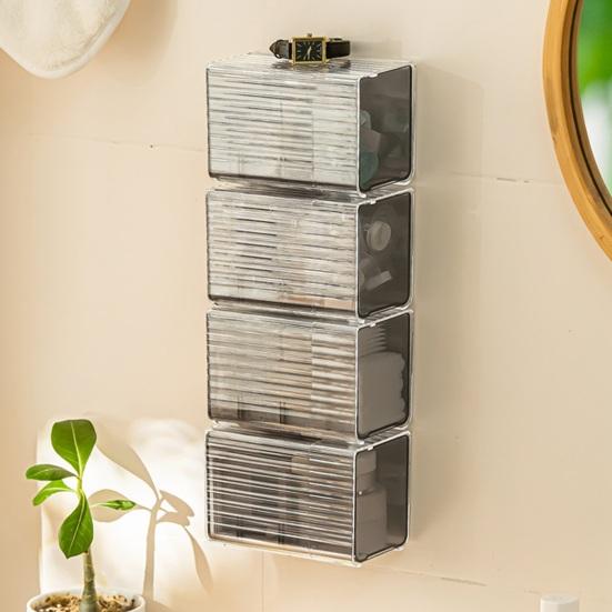 Ящик для хранения, прозрачный пластиковый настенный ящик для хранения, компактный тампон, органайзер для макияжа для домашней ванной комнаты