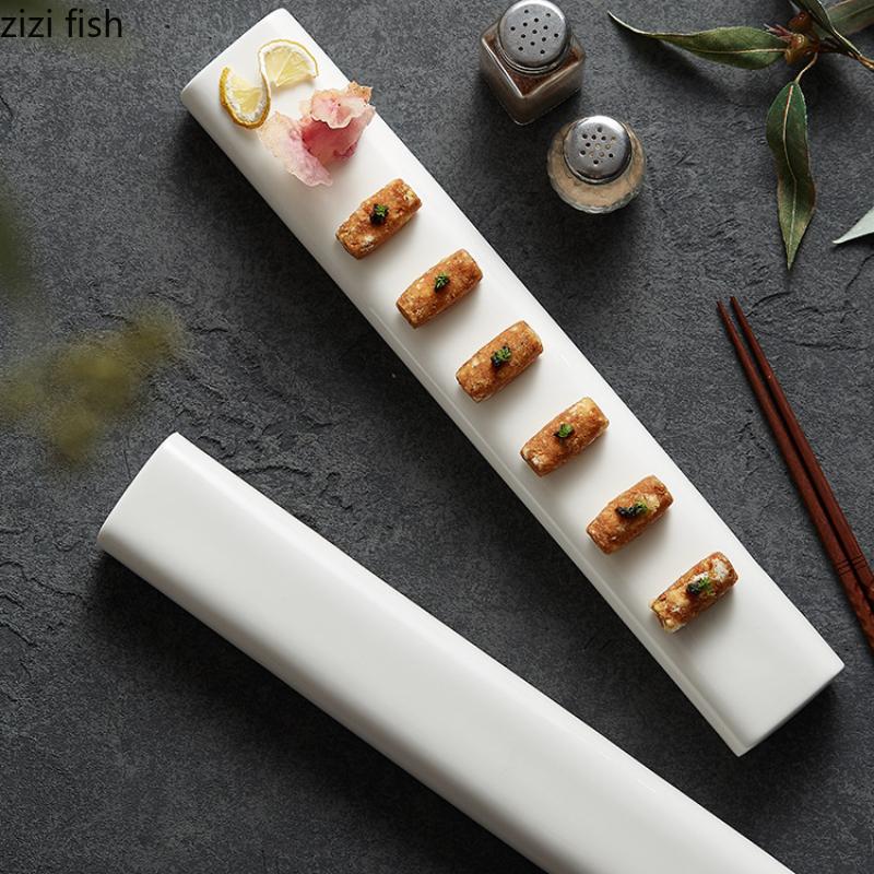 Белая прямоугольная тарелка для суши Керамическая обеденная тарелка Поднос для десерта Поднос для димсамов Сервировочные тарелки Тарелки для закусок и тортов Подносы для напитков