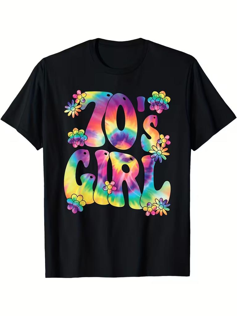 Womens Retro 60s70s Hippie Style TShirt Psychedelic Flower Mushroom Peace Sign Print Vintage Short Sleeve Blouse
