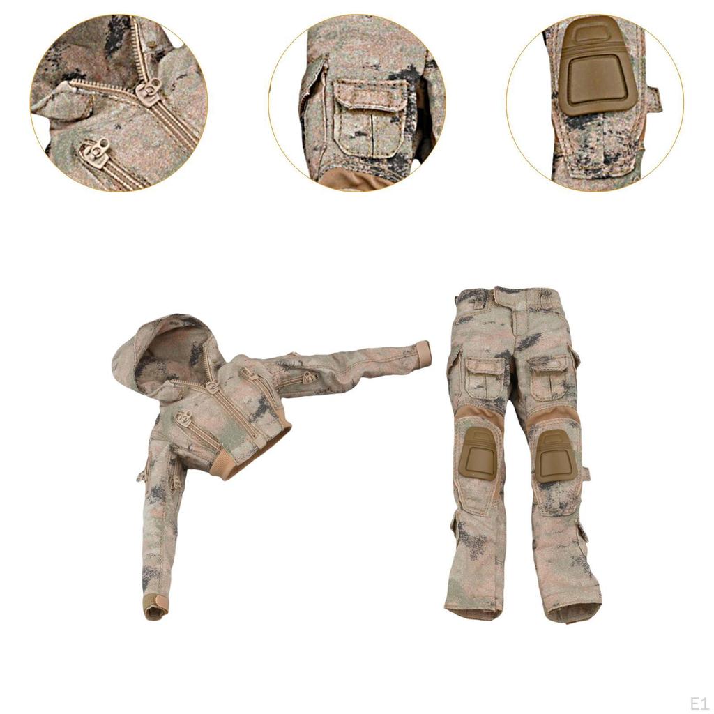 Масштаб 1/6, пальто с капюшоном и штаны, повседневный стильный ретро-топ с длинными рукавами, наряд для