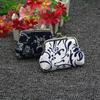 Women Girl Retro Blue and White Porcelain Printed Hasp Canvas Coin Purse Wallets Buckle Pouch Mini Bag Gift