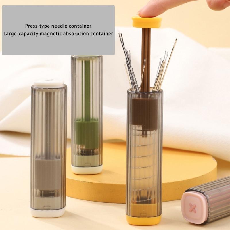 Retractable Magnetic Needle Holder Box with Thread Unpicker Large Eye Needle Thimble Multifunctional Sewing Tool Set