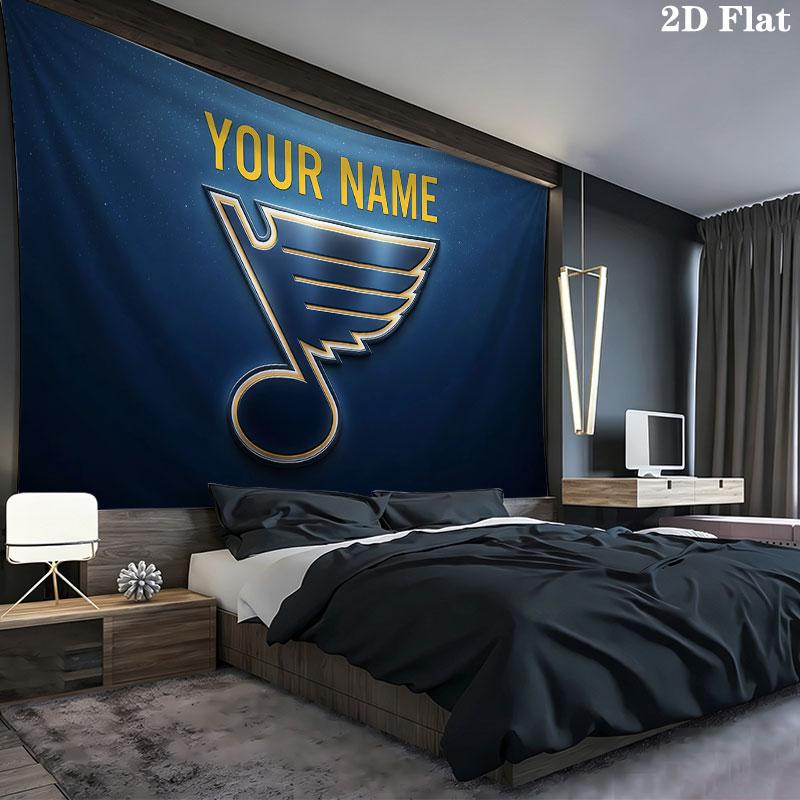 Custom Name,St. Louis Blues Wall tapestry, aesthetic printed fabric blanket, suitable for bedroom, living room, and home decor.