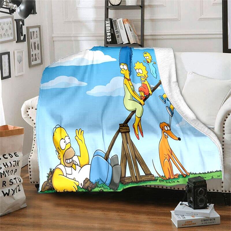 S-Симпсон Мягкий Плюшевый Диван-кровать Покрывало Мультяшное Современное Фланелевое Покрытие Одеяла Печатное Покрывало на Одеяло Подарок Пледы для Пикника