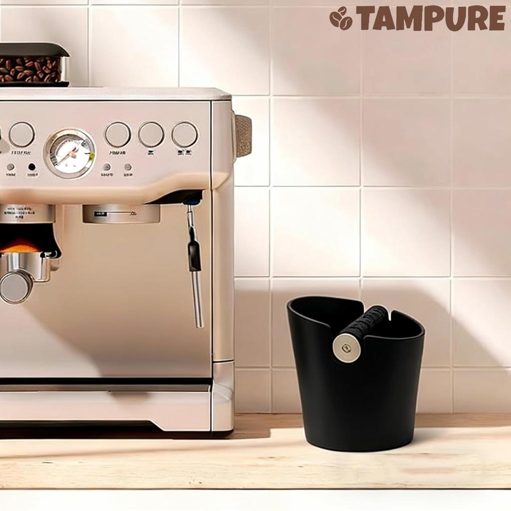 TAMPURE Espresso Knock Box, a coffee tool for removing coffee grounds after brewing espresso, for commercial and home use, black
