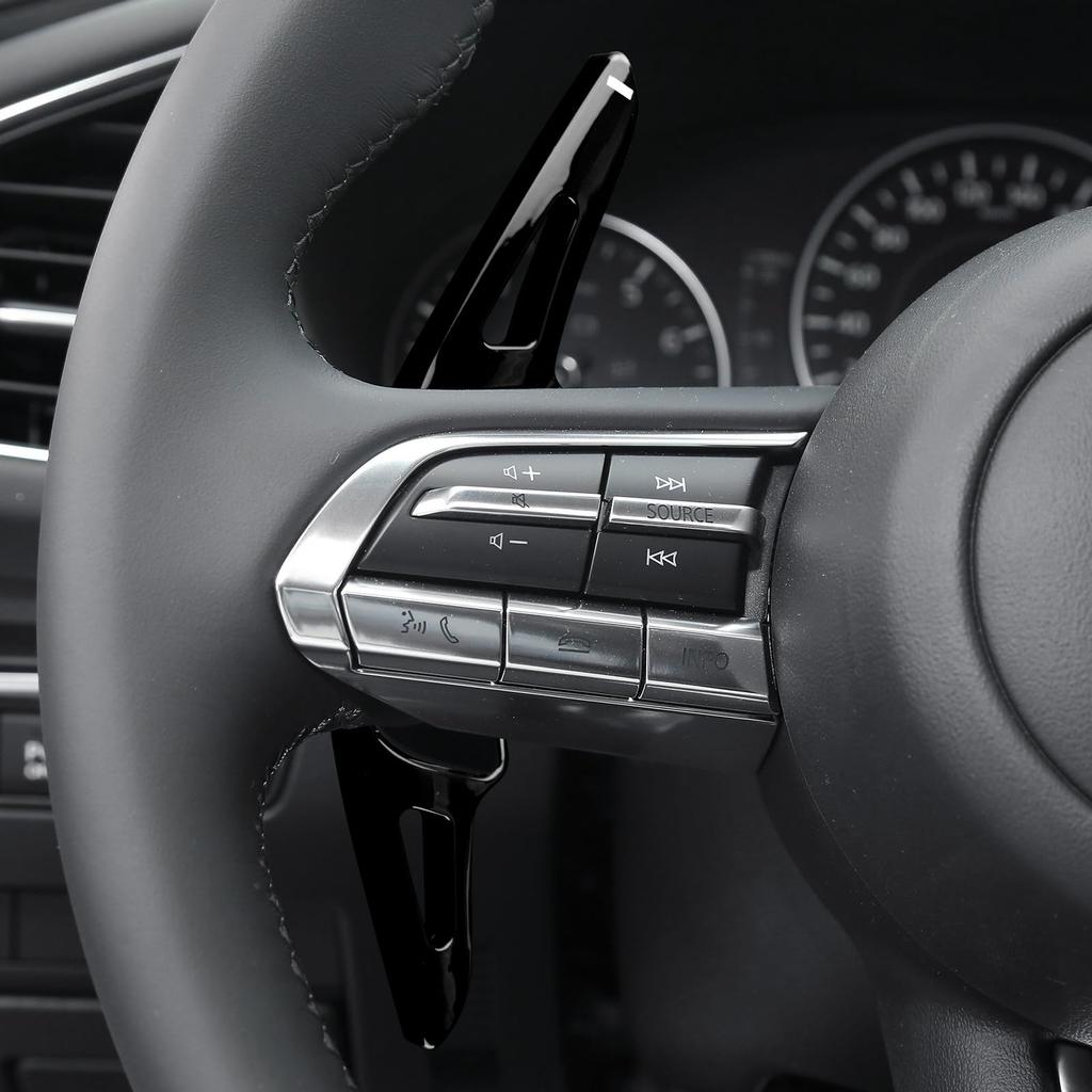 KUNGKIC Накладки на подрулевые лепестки для Mazda 3 / CX-30 / CX-50 / CX-60 / CX-90 (АБС-пластик, Черный, Комплект Л/П)