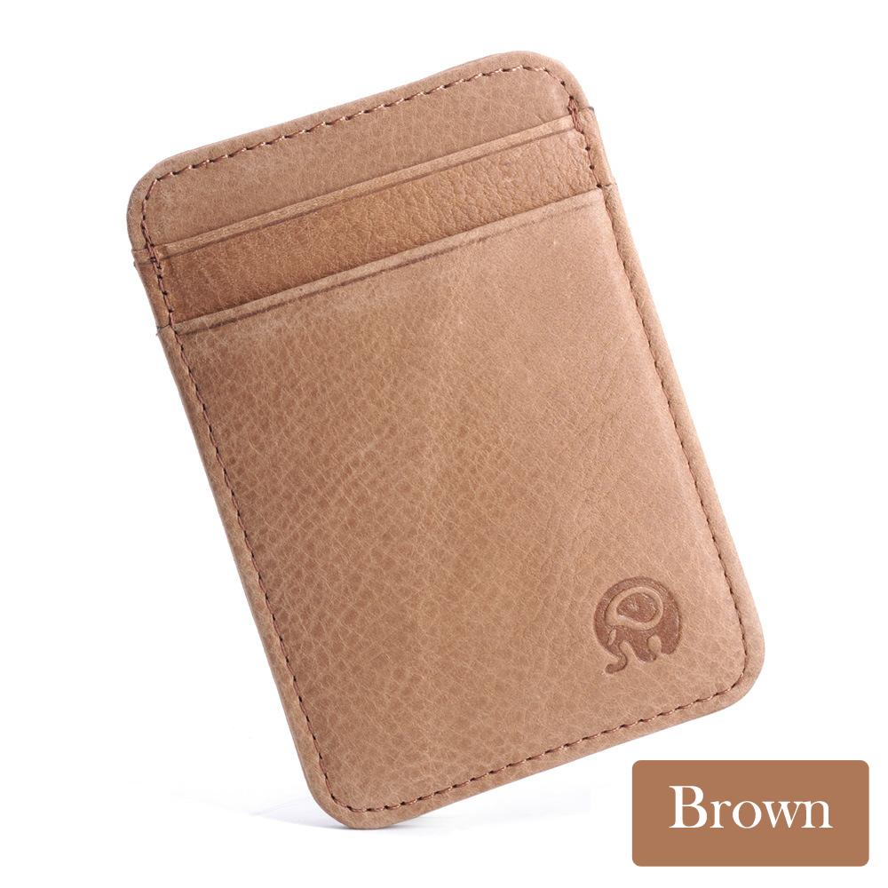Genuine Leather Men Wallet Brown Coin Purse Small Mini Card Holder Male Wallet Pocket Thin Purses Money Bag Slim Wallet New