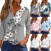 Women's T Shirt Print Button 3/4 Sleeve Daily Weekend Fashion Basic V- Neck Regular Top