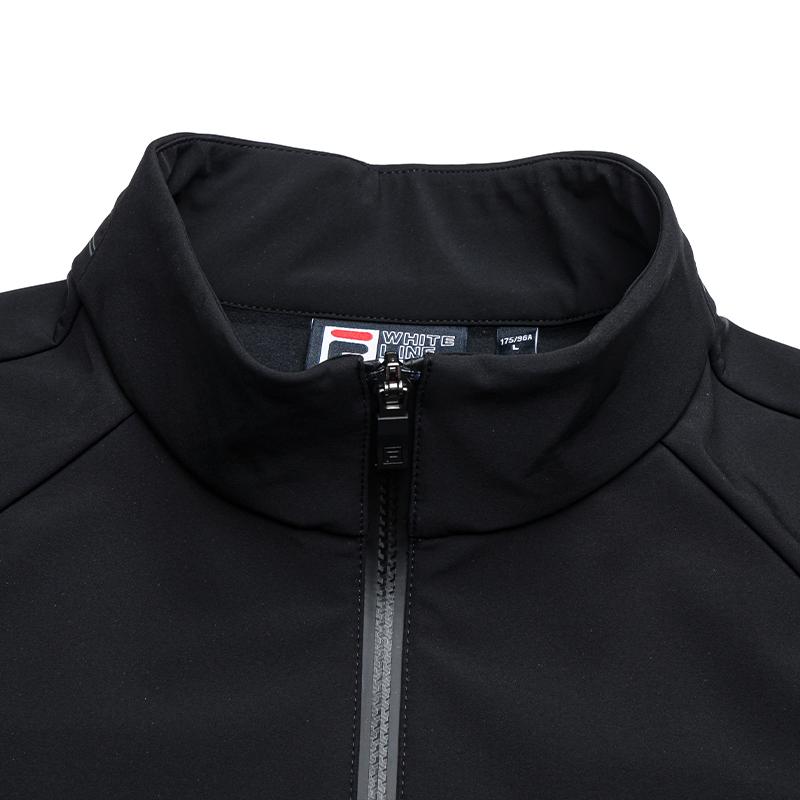 Men's FILA Jackets Men's Jet Black Stand Collar Thickened Straight Fit