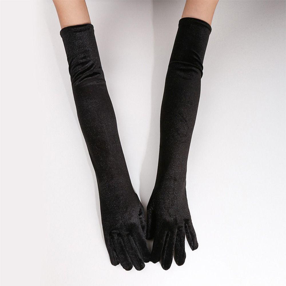 Элегантные длинные бархатные перчатки однотонные длинные варежки невесты свадебные аксессуары