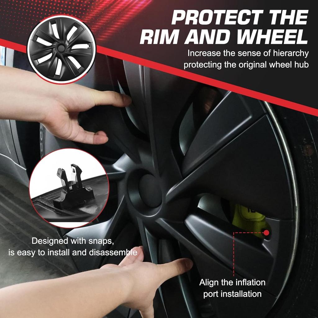 For Model Y Hubcaps 19 Inch Wheel Covers 19'' Wheel Hub Caps Gemini Kit Fit Model Y Accessories 2024-2021 4 Pcs Rim Protector ypbhr22