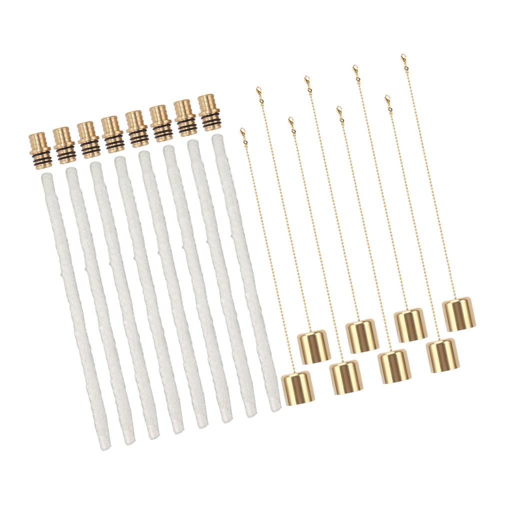 8Pack Wine Bottle Torch Kit Long Life Torch Wicks Brass Fire Wick Holders Caps Wine Bottle Torch