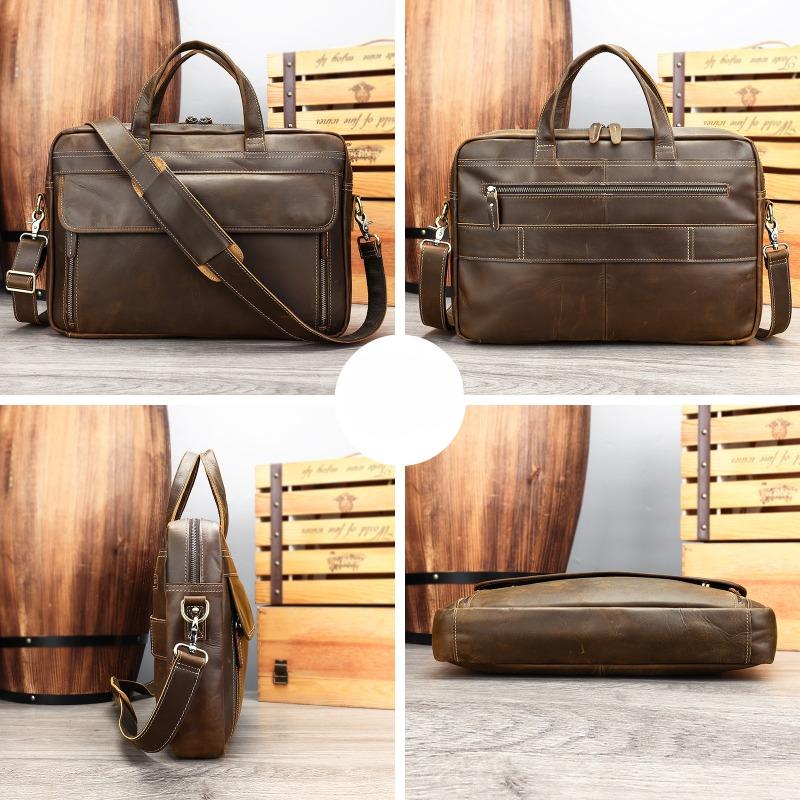 Мужской портфель из натуральной кожи, сумка для ноутбука из натуральной кожи Crazy Horse, сумка через плечо