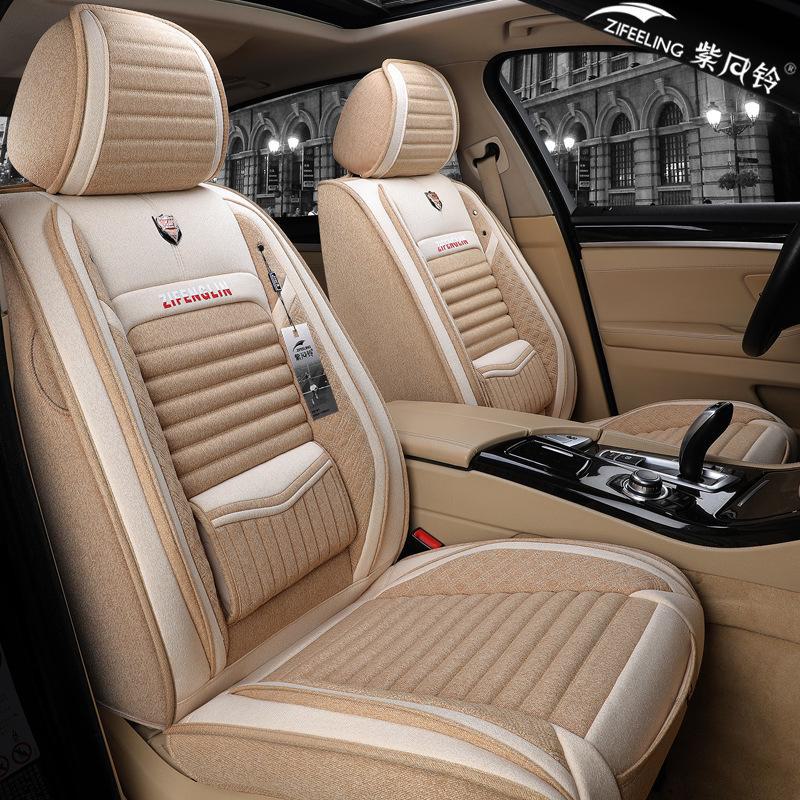 Льняной чехол для сиденья автомобиля Binyue Four Seasons - 2021 г., дизайн с полным объемом