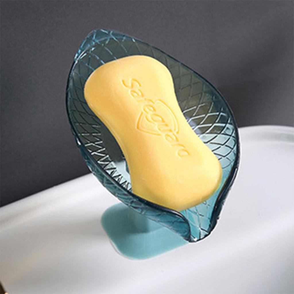 Soap Dish Holder Leaf-Shape Self Draining Soap Bar Holder No Punched Soap Rack