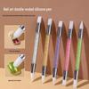 Multifunctional Nail Art Tool: Double-Ended Silicone Pen for Carving, Mixing, Applying Magic Mirror Powder