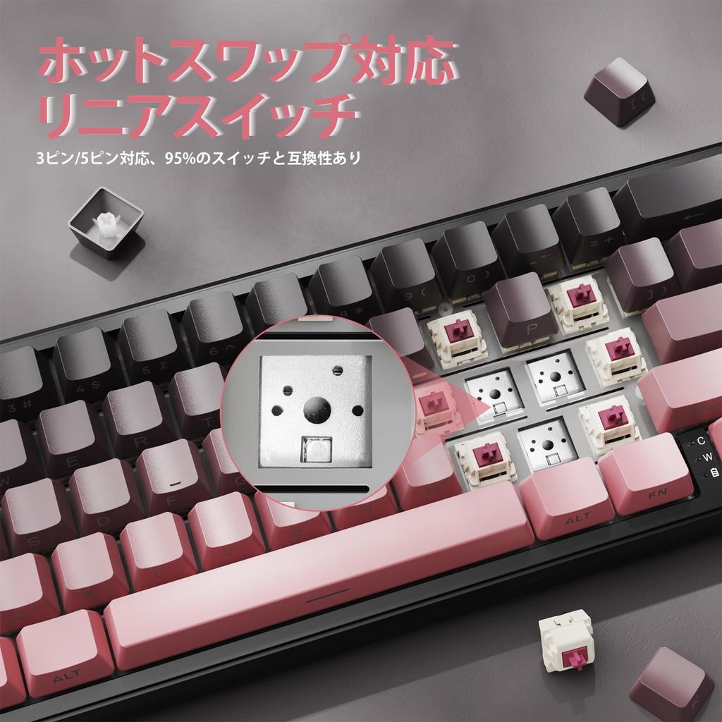 Игровая клавиатура ATTACK SHARK X66, Беспроводная/Bluetooth/Проводная Механическая клавиатура с возможностью горячей замены, 60% раскладка с регуляторами, PBT 66 клавиш, без цифрового блока