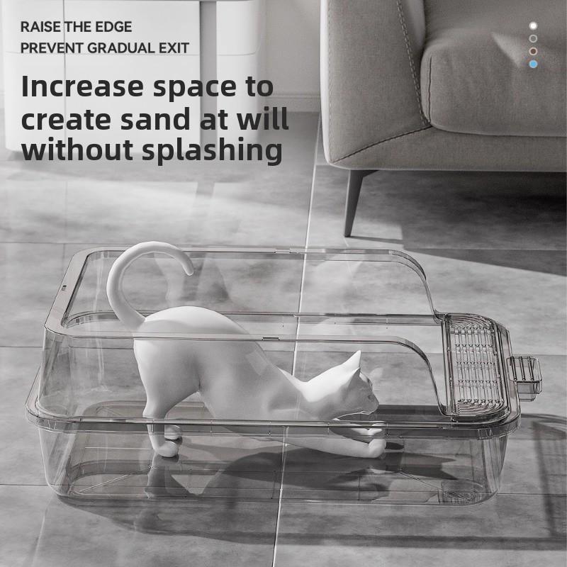 Large Cat Litter Box Semi-Enclosed Odor Control Pet Toilet Anti-Splash Ventilated Step Tray Premium Large Capacity Pet Potty