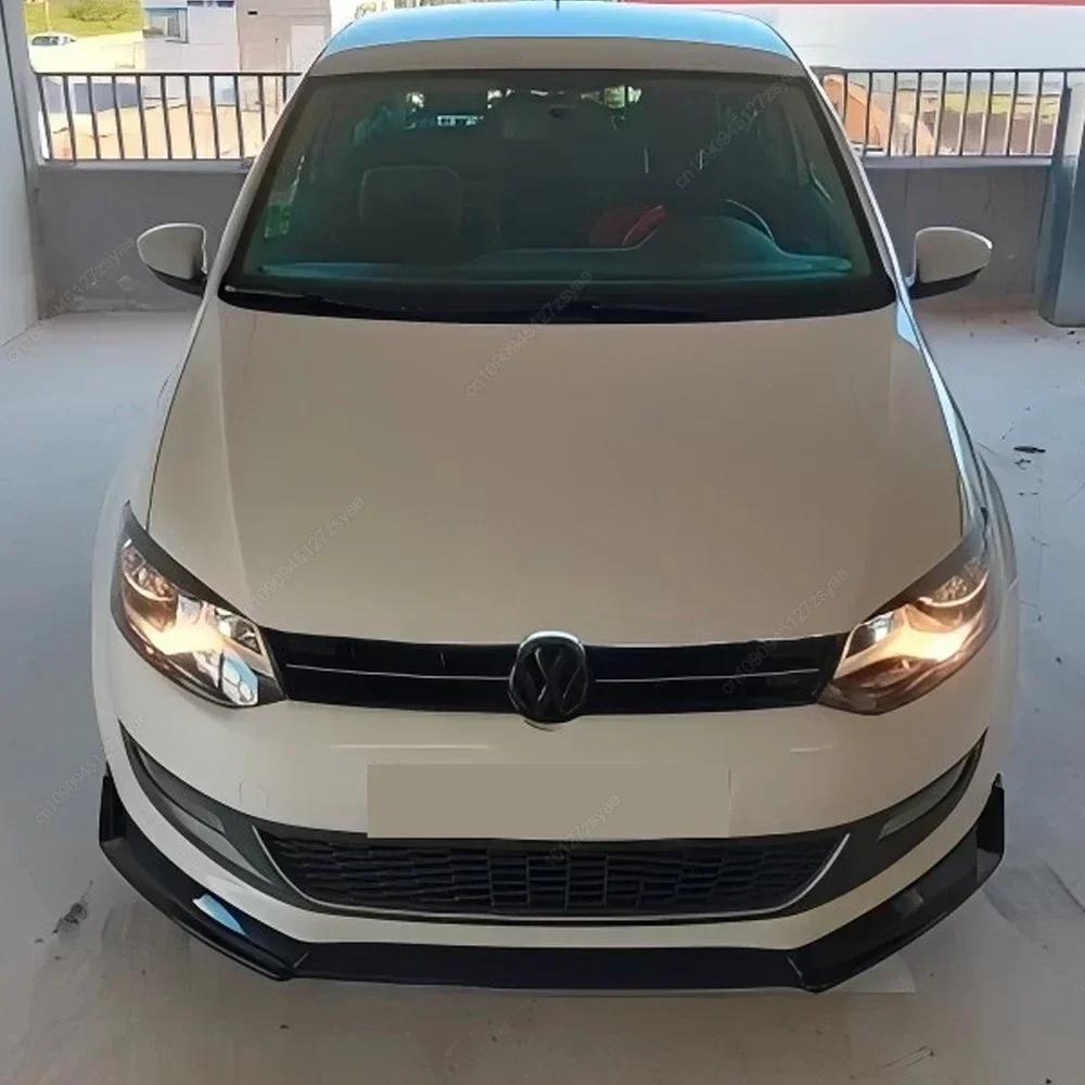 Сплиттер губы переднего бампера автомобиля Спойлер Диффузор Обвесы Для VW Polo MK5 6R TSI TDI Standard 2009-2014 До рестайлинга Черный Тюнинг