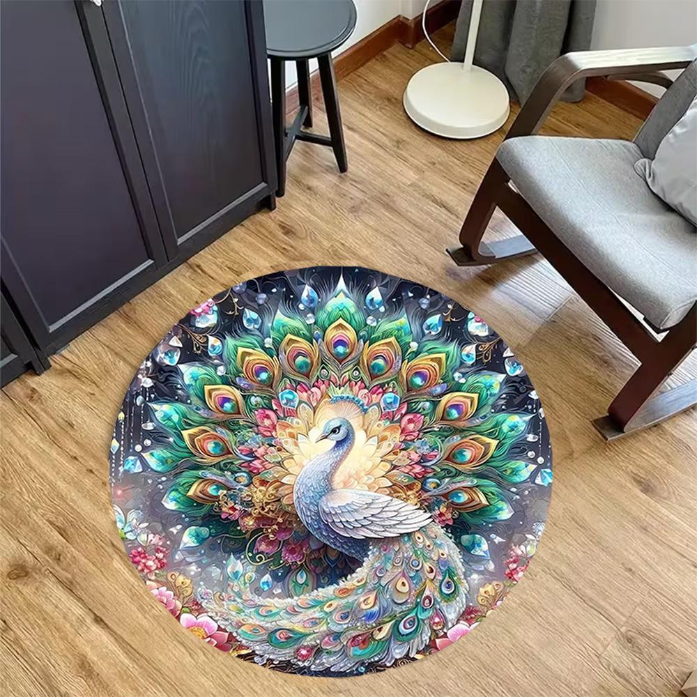 1pc home carpet peacock design non-slip rug for office decor and living room gift ideas