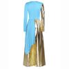 Womens Liturgical Dance Jumpsuit Metallic Color Block Patchwork Irregular Drape Wide Leg Choir Performance Costume