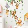 Cartoon Jungle Animal Monkeys Wall Stickers Kids Room Bedroom Nursery Living Room Wall Decor Vinyl Zoo Children Wall Decals