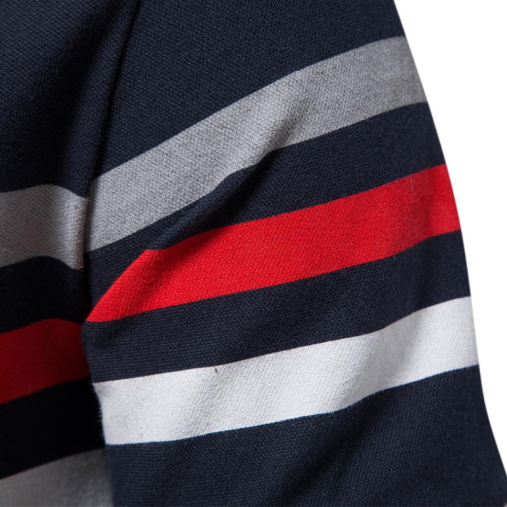 Весна и лето Новая мужская рубашка поло с лацканами Повседневная полосатая строчка