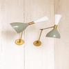 Mid-Century Modern Diabolo Wall Sconce Pair Italian Brass Adjustable Lighting  Lime Green Color