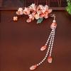 Han Chinese Clothing Hair Clips Glazed Flower Forehead Hairpins with Tassel for Gown Dress Hairstyle Making Tools
