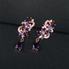 Korean Style Fashion Purple Butterfly Tassel Earrings with Diamond