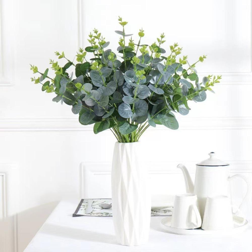 Новый искусственный эвкалипт с 16 головками, 128 шт. листьев, для DIY, поддельный эвкалипт, денежный лист, искусственные растения для дома, свадьбы, декора