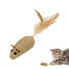 Natural Sisal Toy for Cats Handwoven Sisal Balls Mice Toys with Feather/Bell Interactive Cat Scratcher Chew Toy for Kitten Kicker