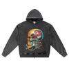 DTG Print Knitted Denim Zip-Up Hoodie Copy of Skull Trival Brother Print Zipper Hoodies
