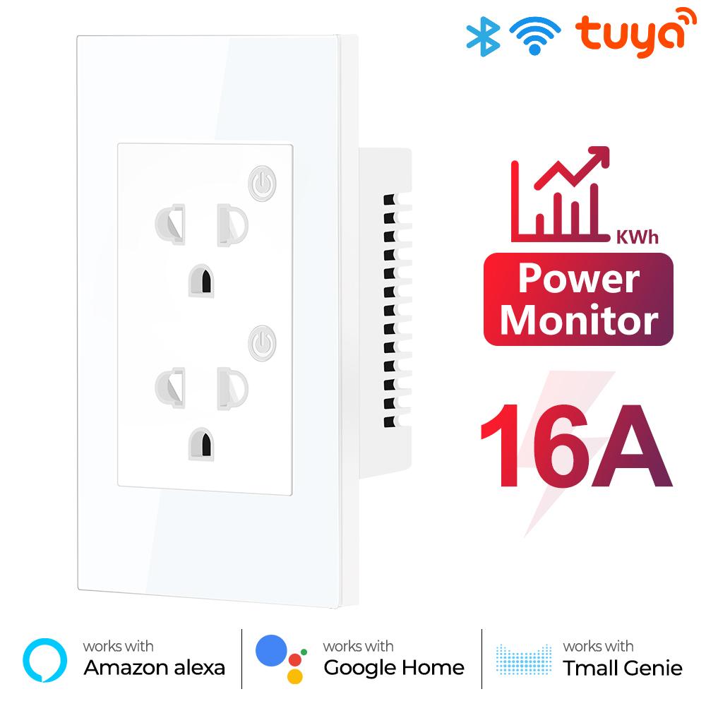 16a Tuya Wi-Fi Bluetooth Us EU умная розетка адаптер монитор питания настенный электрический таймер включения и выключения для Google Home Alexa