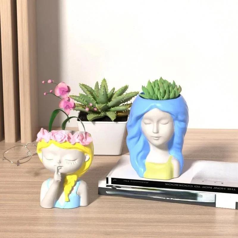 Силиконовая форма 3D, милая девушка, цветочный горшок, форма для поделок своими руками, гипсовая свеча, кристалл, эпоксидная смола, форма для домашнего декора
