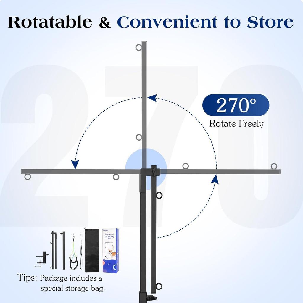 Складная черная железная стойка для груминга питомцев с регулируемой высотой