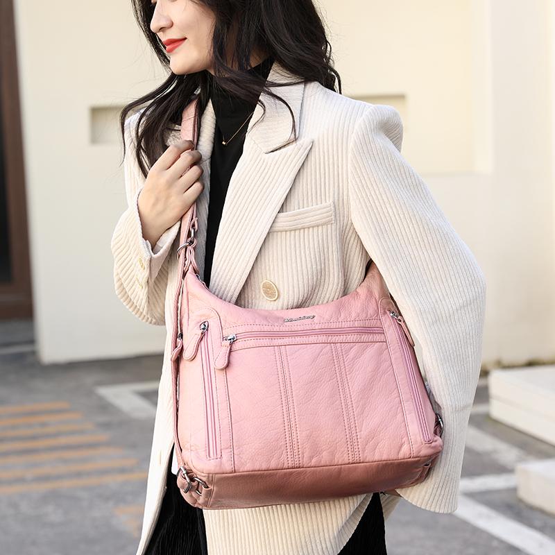 2023 Большая вместительная женская сумка, женская сумка через плечо из искусственной кожи, женская многофункциональная сумка через плечо, розовая сумка A Main Femme